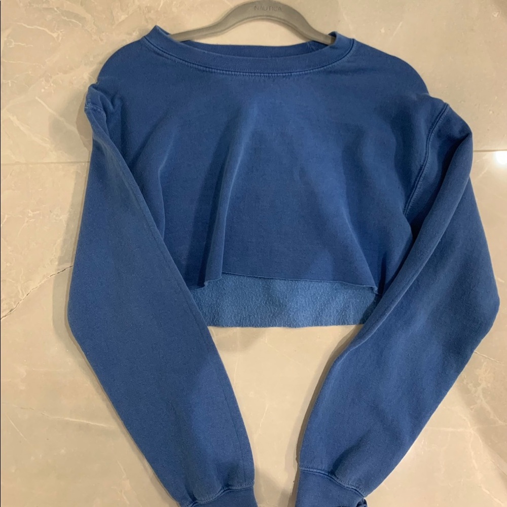 Urban Outfitters cropped blue Crewneck sweater